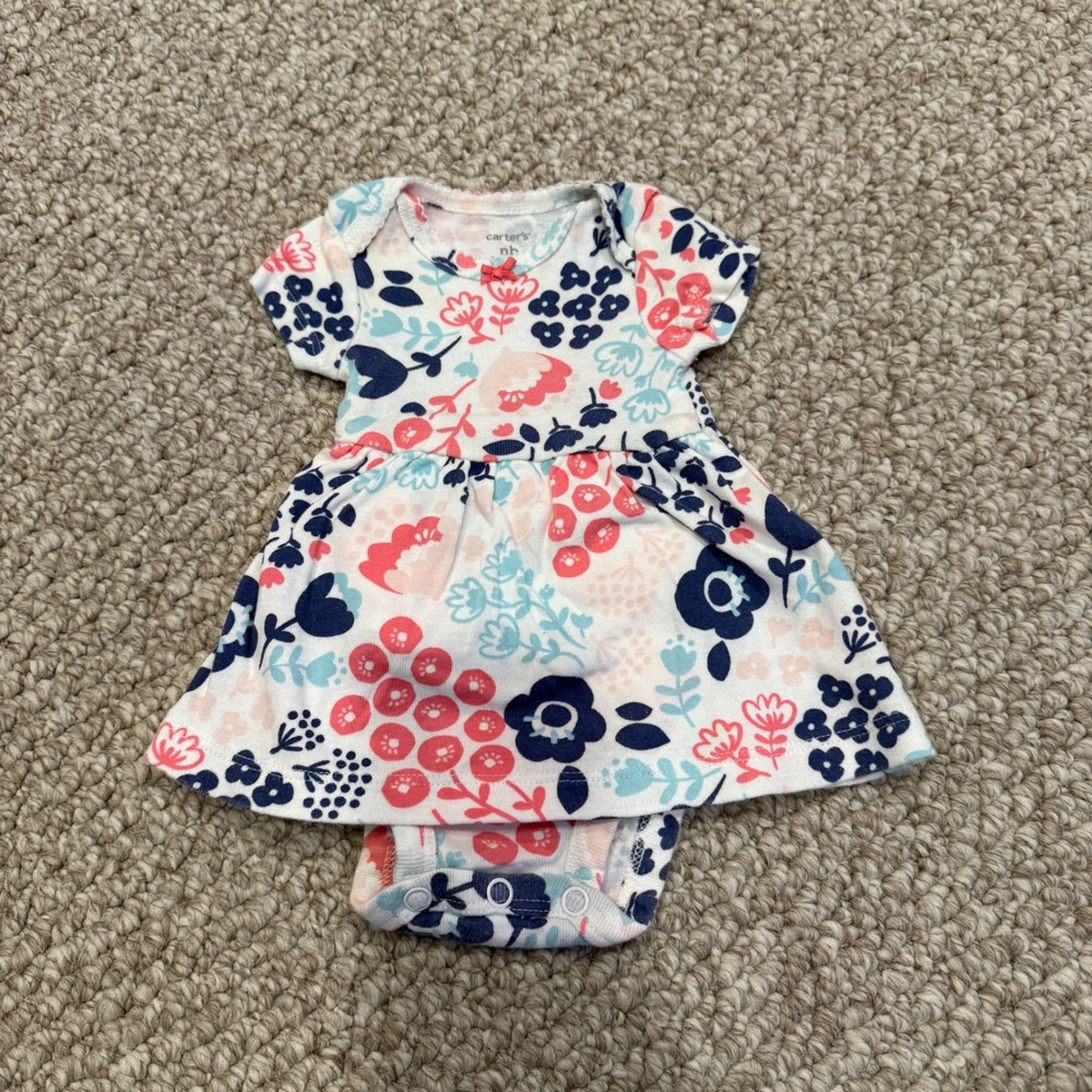 Carters Size Newborn Baby Girls Floral One Piece Dress Bodysuit Outfit